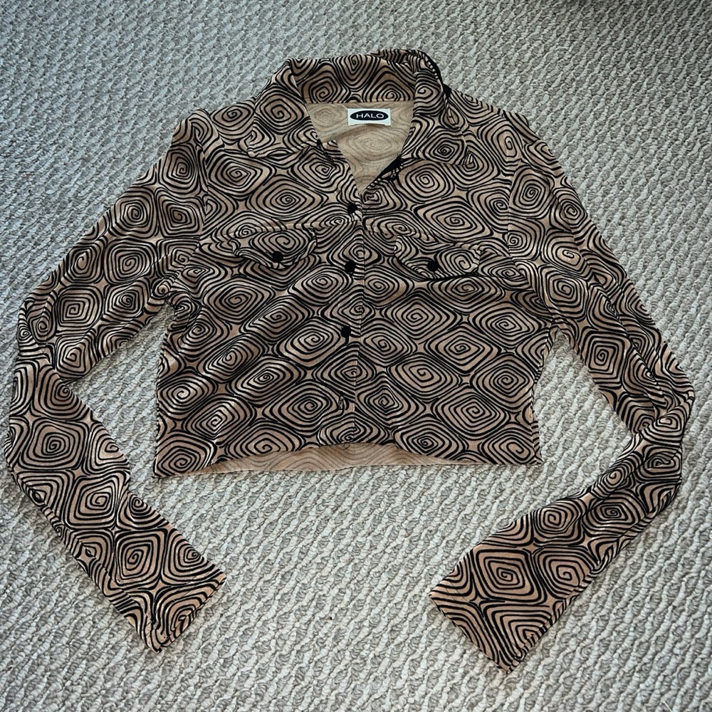 Vintage Trippy Cropped Button Up Shirt